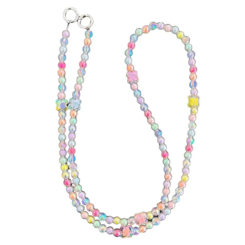 120cm Colorful Beads Strap Four-Leaf Clover Phone Crossbody Chain with Tether Tab - 1