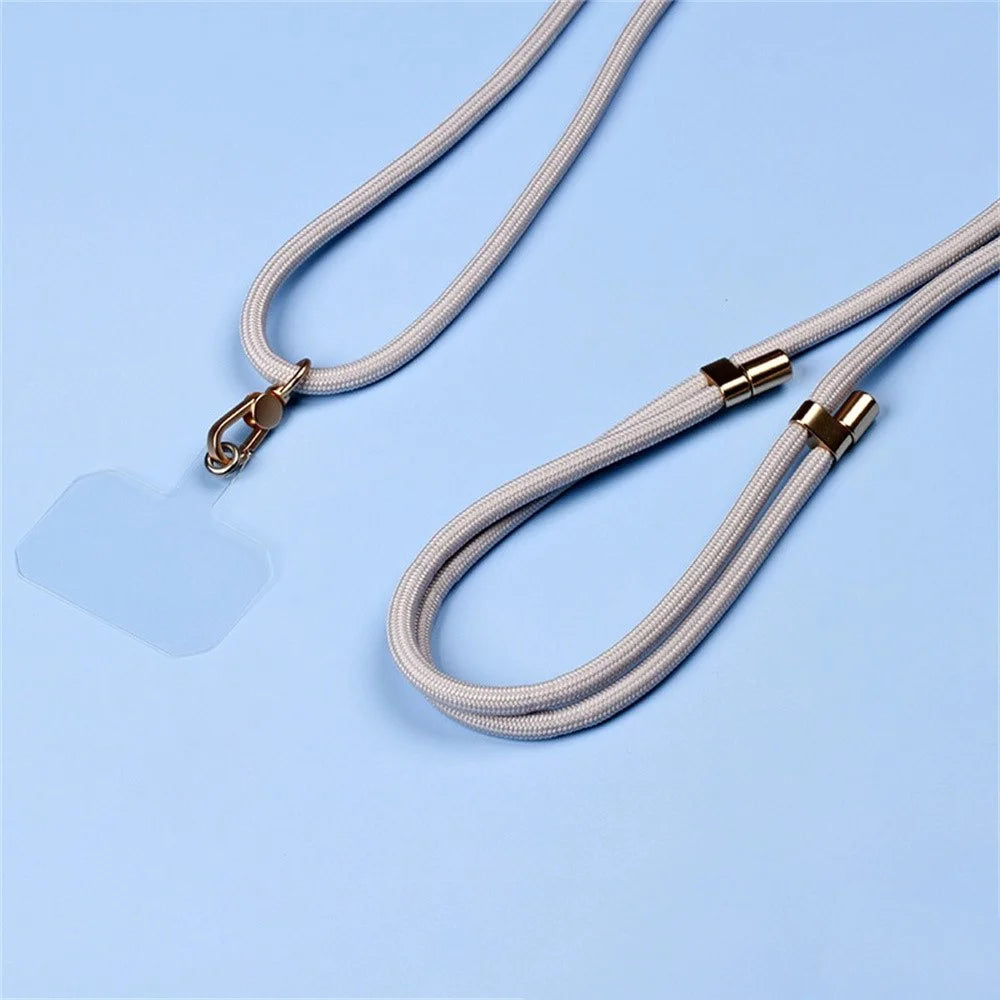 Crossbody Phone Lanyard 6mm Thick Polyester Adjustable Strap with Tether Tab, Total Length: 148cm - Light Grey - 1