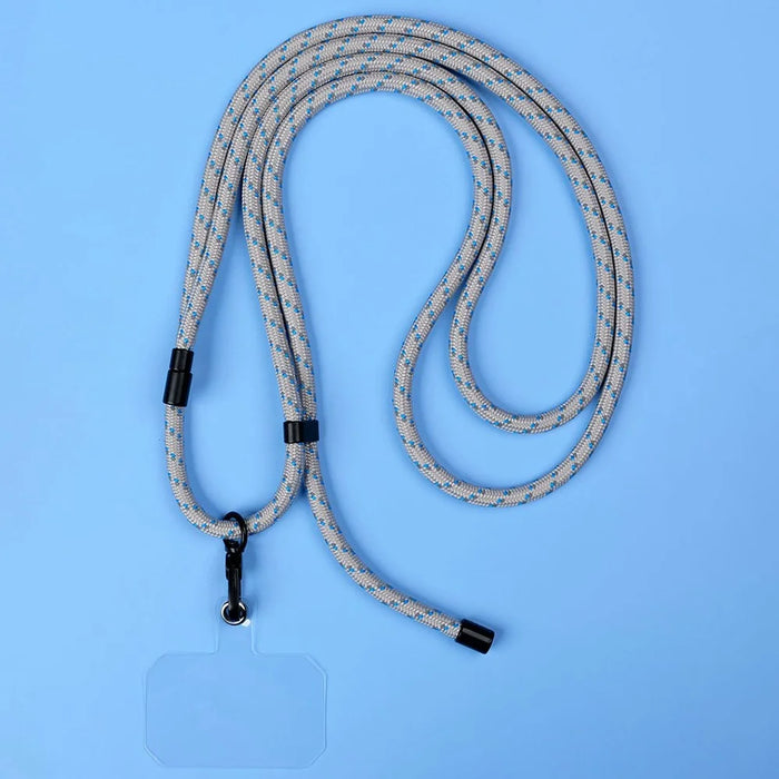 Crossbody Phone Lanyard 6mm Thick Polyester Adjustable Strap with Tether Tab, Total Length: 148cm - Light Grey - 3