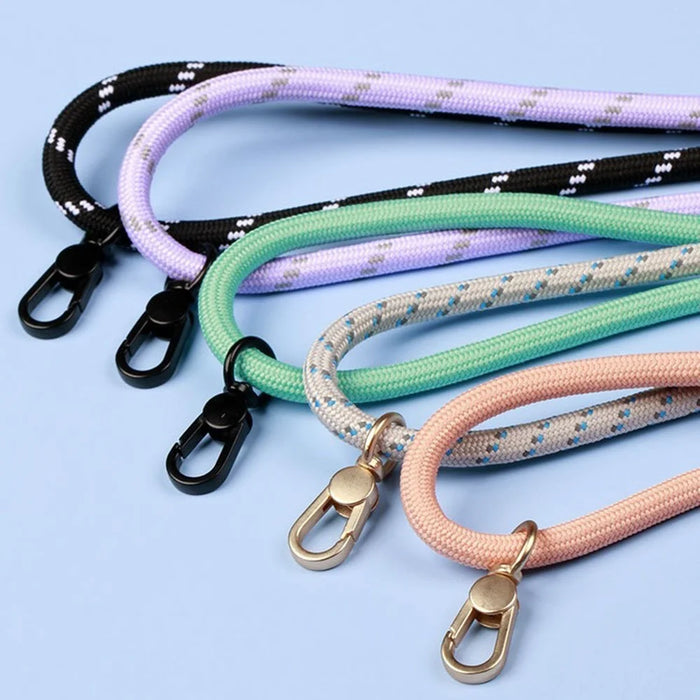 Crossbody Phone Lanyard 6mm Thick Polyester Adjustable Strap with Tether Tab, Total Length: 148cm - Light Grey - 5