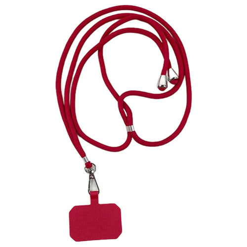 Crossbody Cell Phone Lanyard 5mm Thick Polyester Adjustable Neck Strap with Tether Tab, Total Length: 150cm - Red - 1