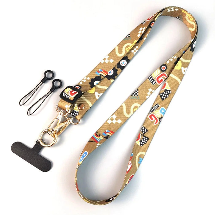 Crossbody Phone Lanyard Ethnic Style Nylon Phone Strap with Tether Tab + Hanging Ropes, Total Length: 120cm - BG Runway - 1