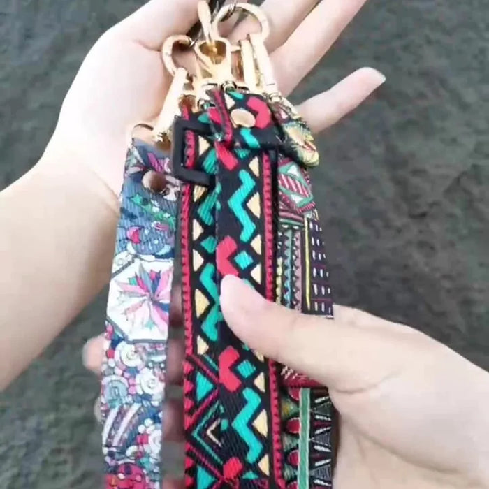 Crossbody Phone Lanyard Ethnic Style Nylon Phone Strap with Tether Tab + Hanging Ropes, Total Length: 120cm - BG Runway - 7