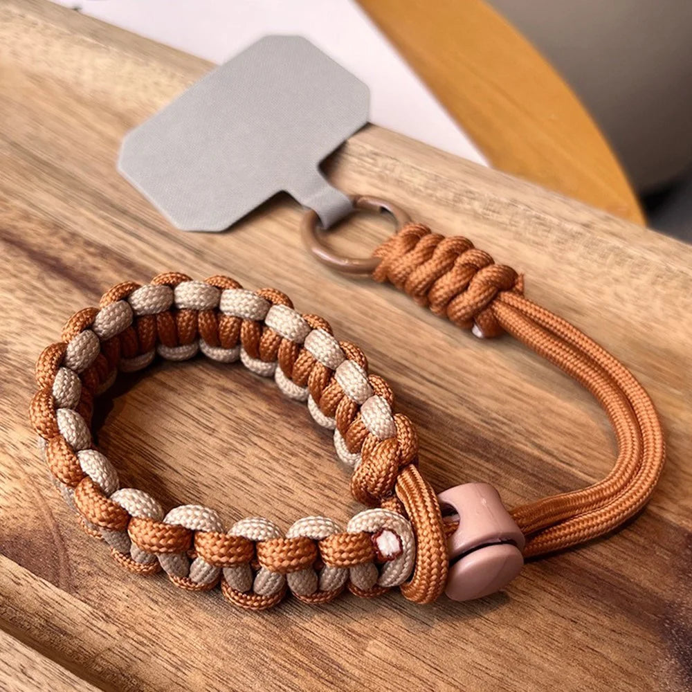 Phone Wrist Strap Adjustable Nylon Wrist Rope with Tether Tab, Toatl Length: 240mm - Brown+Coffee - 1