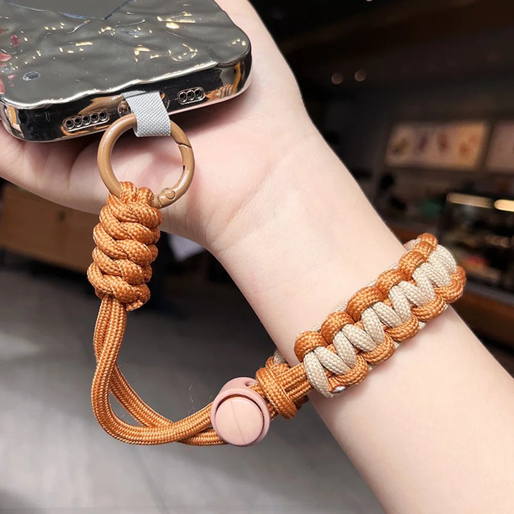 Phone Wrist Strap Adjustable Nylon Wrist Rope with Tether Tab, Toatl Length: 240mm - Brown+Coffee - 2