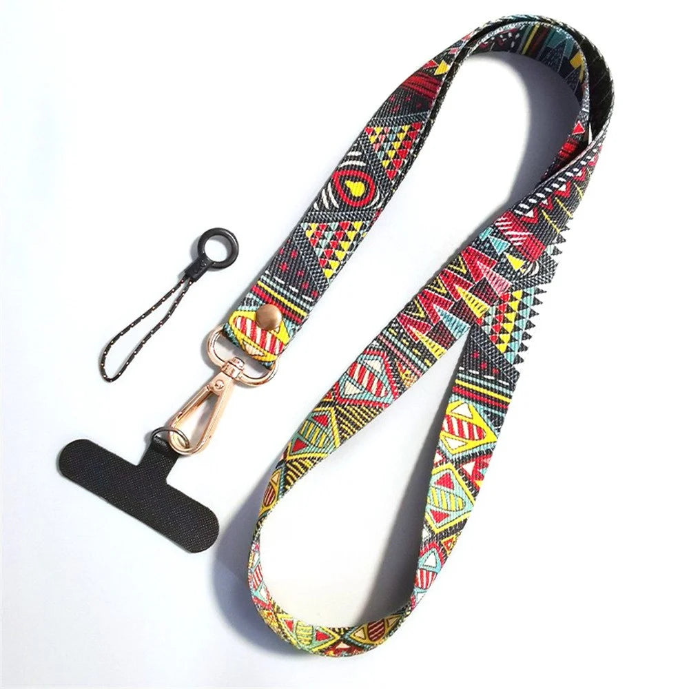 Phone Lanyard Ethnic Style Nylon Phone Neck Phone Charm with Tether Tab + Hanging Rope, Folded Length: 40cm - Pamir Totem - 1