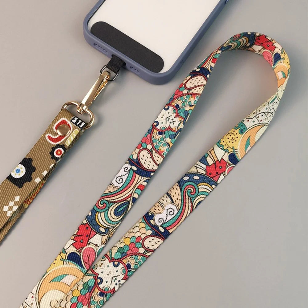 Phone Lanyard Ethnic Style Nylon Phone Neck Phone Charm with Tether Tab + Hanging Rope, Folded Length: 40cm - Pamir Totem - 5