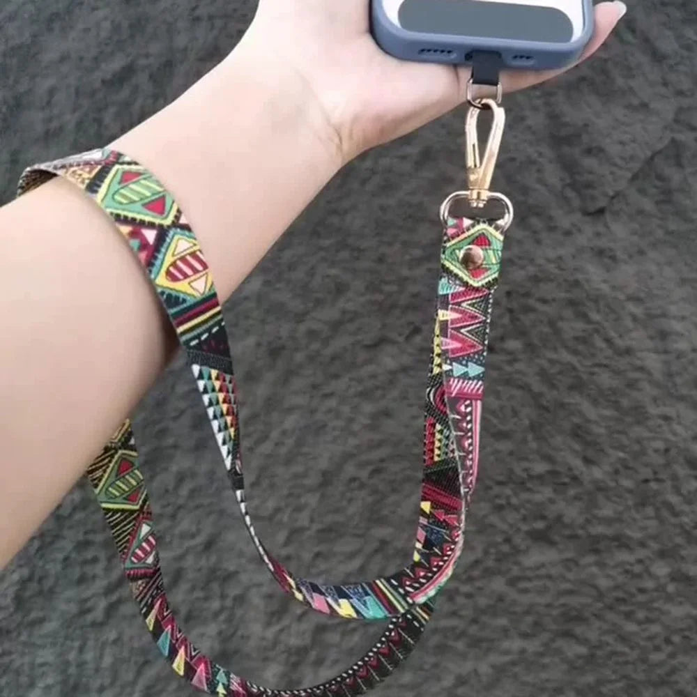 Phone Lanyard Ethnic Style Nylon Phone Neck Phone Charm with Tether Tab + Hanging Rope, Folded Length: 40cm - Pamir Totem - 7