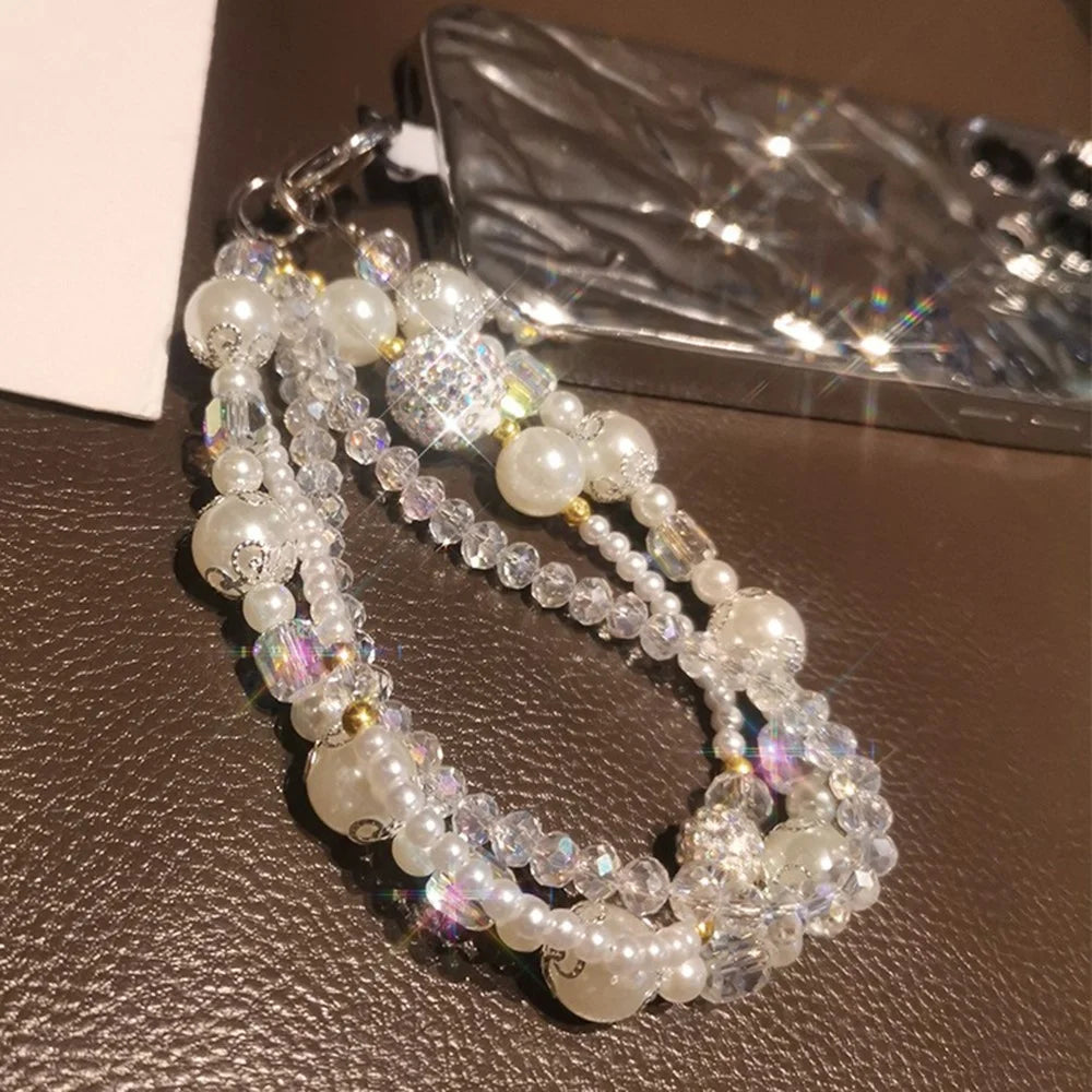 Phone Charms Wrist Strap 3-in-1 Beaded Phone Lanyard Jewelry with Tether Tab, Folded Length: 14cm - Green - 6