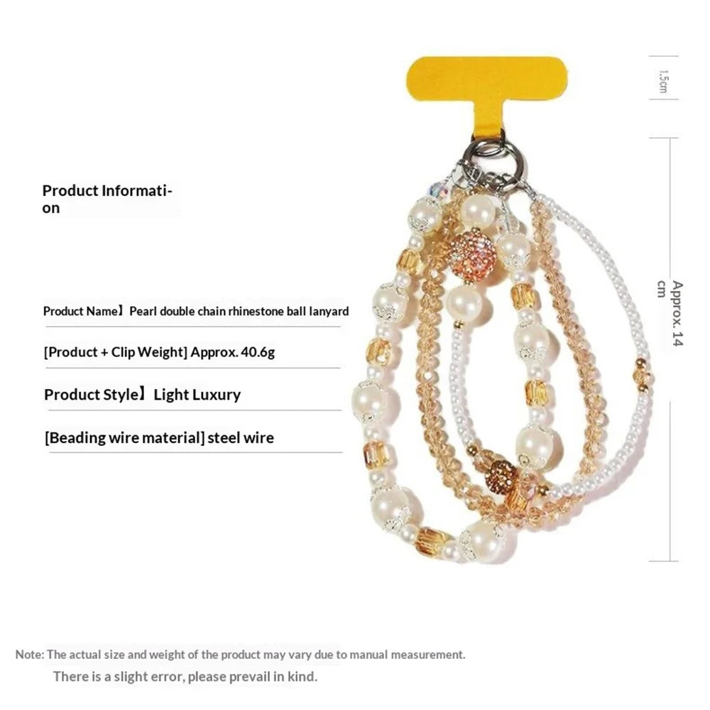 Phone Charms Wrist Strap 3-in-1 Beaded Phone Lanyard Jewelry with Tether Tab, Folded Length: 14cm - Green - 7