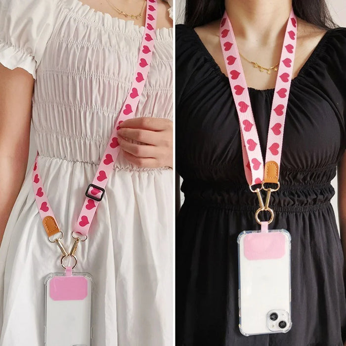 Crossbody Cell Phone Strap Universal Adjustable Phone Lanyard with Tether Tab, Folded Length: 61cm - Orange Circular Pattern - 3