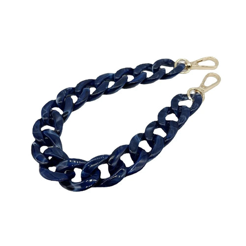 Phone Wrist Strap Phone Charms Acrylic Replacement Chain with Buckle, Total Length: 37cm - Dark Blue+White - 1