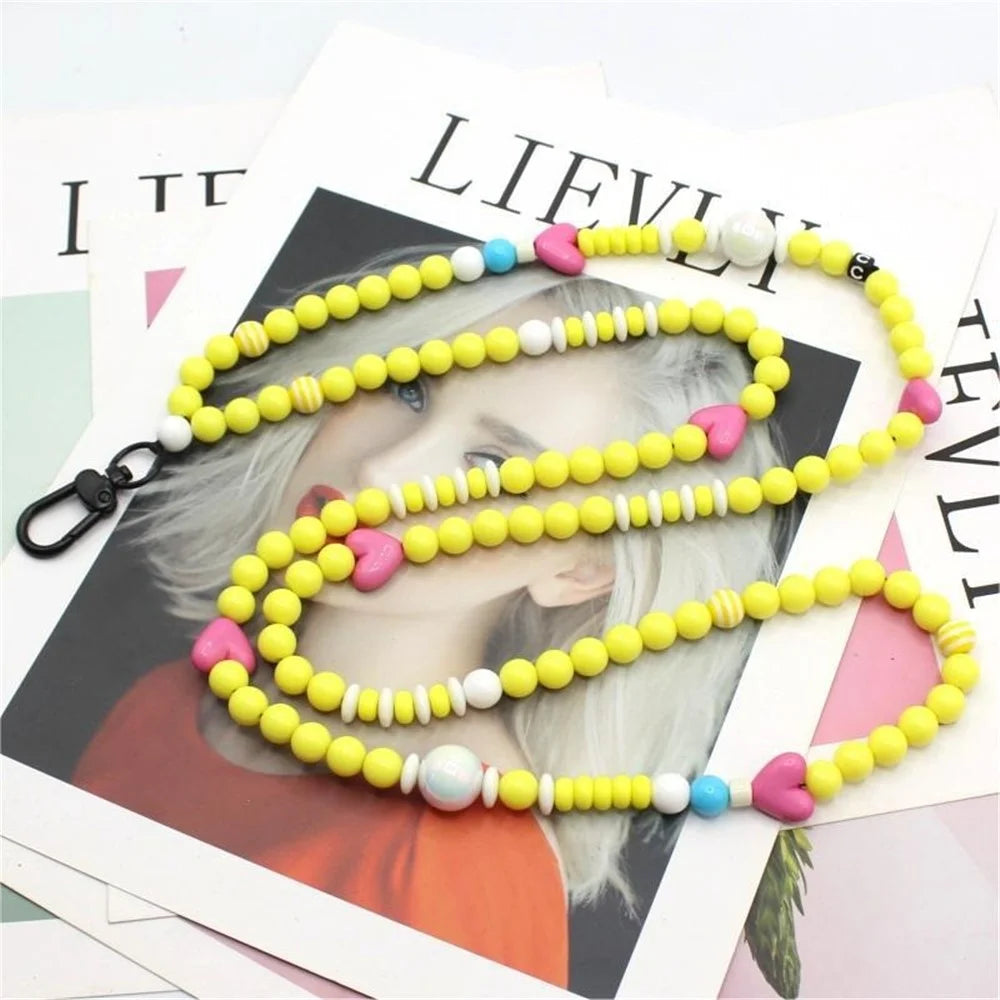 Phone Crossbody Strap Acrylic Beaded Cell Phone Lanyard with Tether Tab, Total Length: 122cm - Summer Love - 2