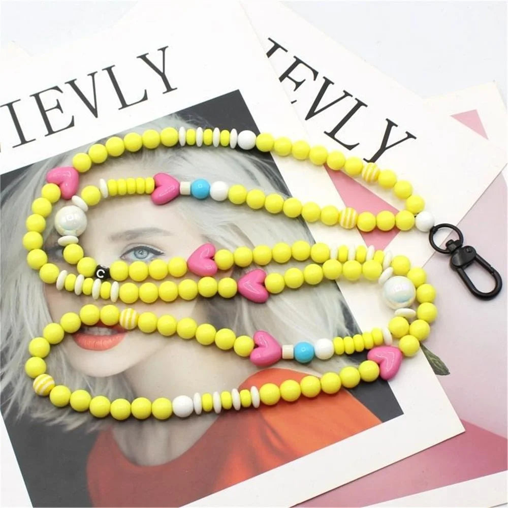Phone Crossbody Strap Acrylic Beaded Cell Phone Lanyard with Tether Tab, Total Length: 122cm - Summer Love - 3