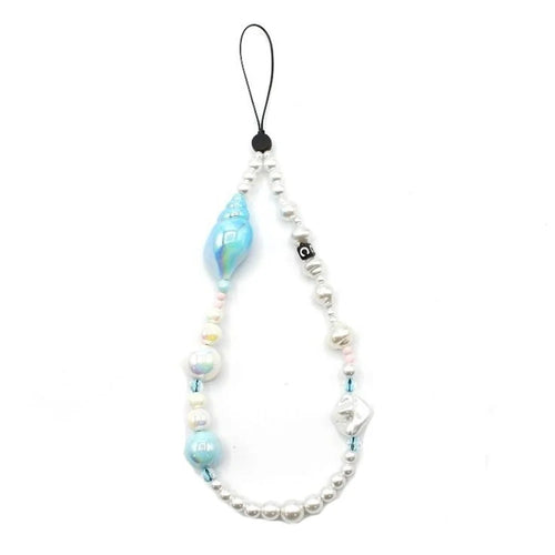 Cell Phone Lanyard Strap Acrylic Ocean-Inspired Wristlet Strap Short Wrist Strap Total Length: 30cm - Ocean Pearl - 1