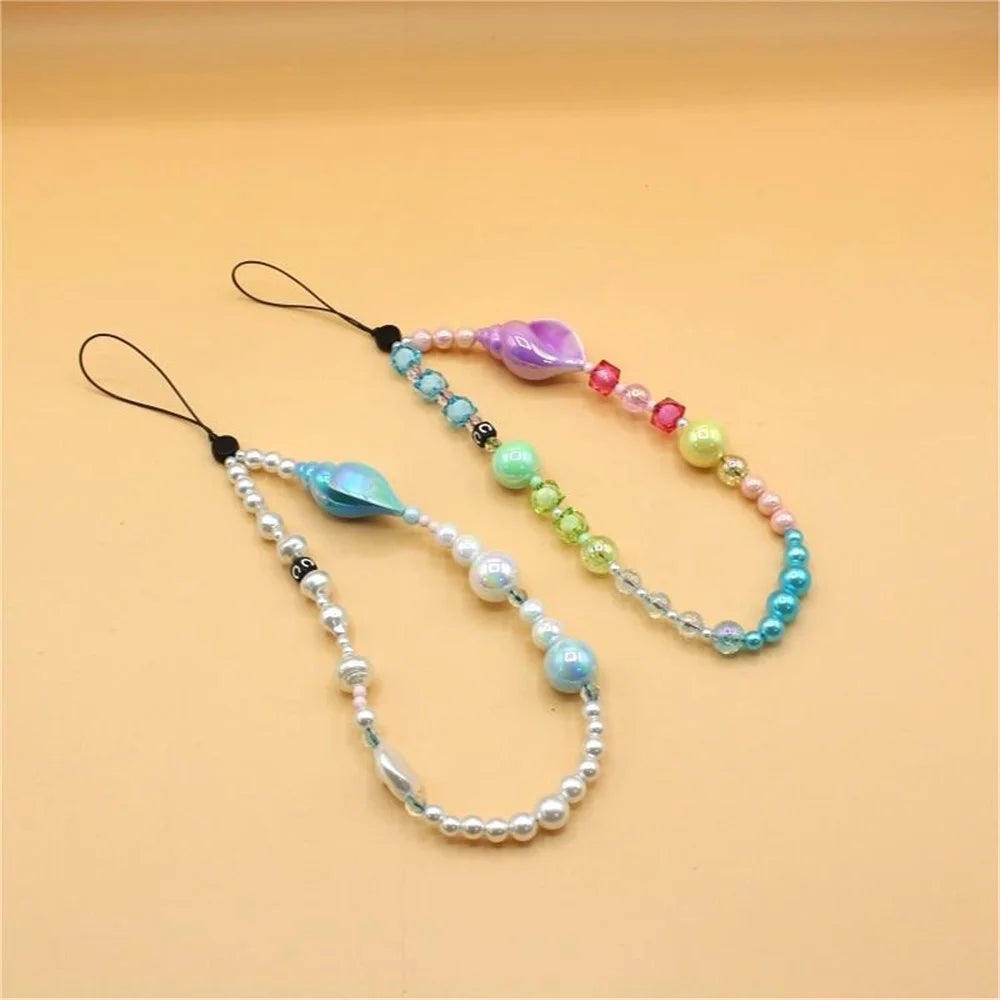 Cell Phone Lanyard Strap Acrylic Ocean-Inspired Wristlet Strap Short Wrist Strap Total Length: 30cm - Ocean Pearl - 3