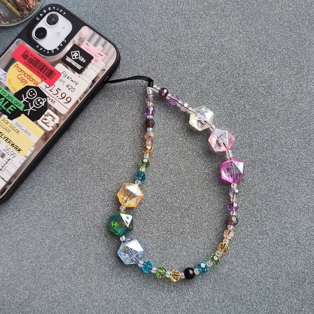 Crystal Phone Wrist Strap 30cm+5cm Detachable Anti Theft Phone Strap Chain Keychain Beaded Lanyard - SJ-A230010A - 1