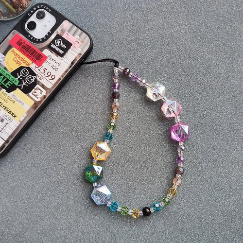 Crystal Phone Wrist Strap 30cm+5cm Detachable Anti Theft Phone Strap Chain Keychain Beaded Lanyard - SJ-A230010A - 1