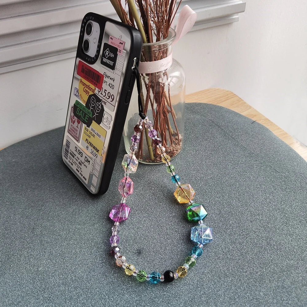 Crystal Phone Wrist Strap 30cm+5cm Detachable Anti Theft Phone Strap Chain Keychain Beaded Lanyard - SJ-A230010A - 2