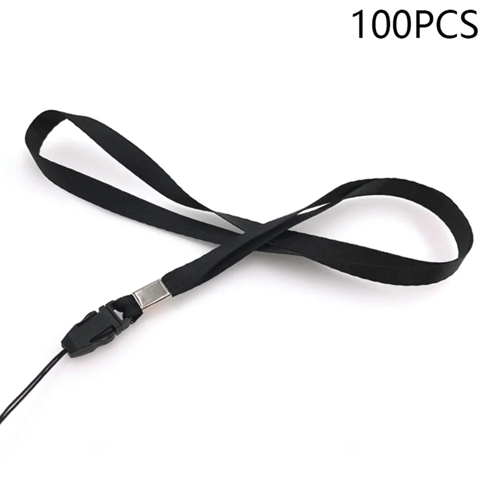 100Pcs Neck Straps 39cm+7.5cm Universal Nylon Cell Phone Lanyards Phone Charm - Black - 1