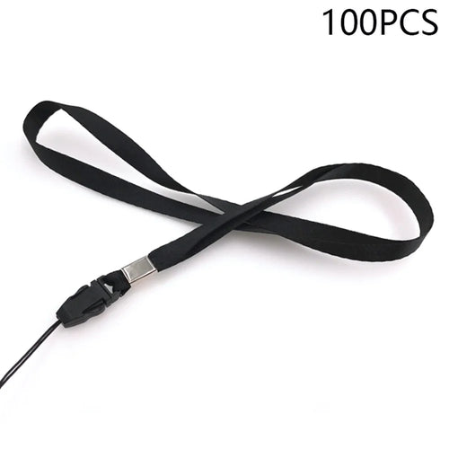 100Pcs Neck Straps 39cm+7.5cm Universal Nylon Cell Phone Lanyards Phone Charm - Black - 1