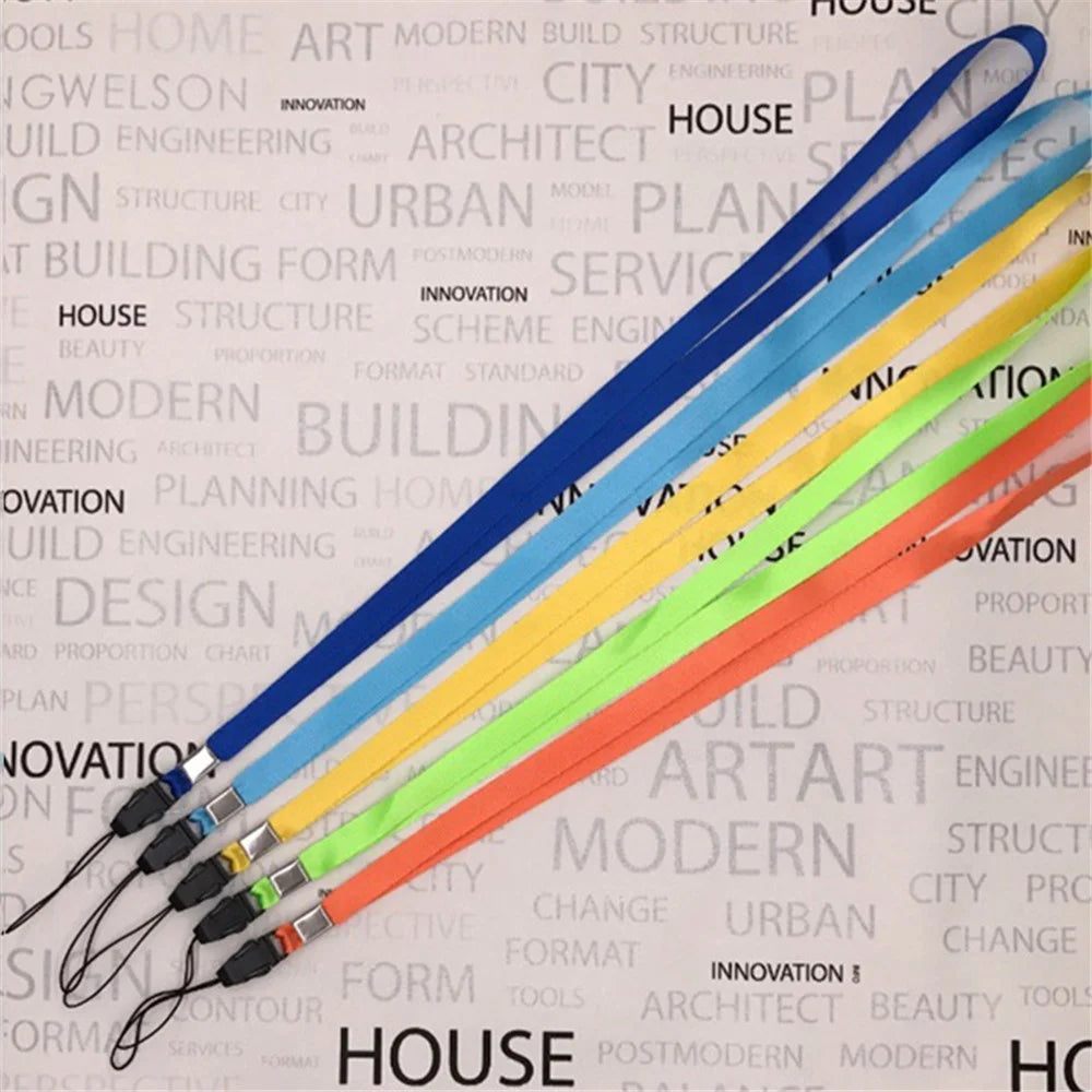 100Pcs Neck Straps 39cm+7.5cm Universal Nylon Cell Phone Lanyards Phone Charm - Black - 4