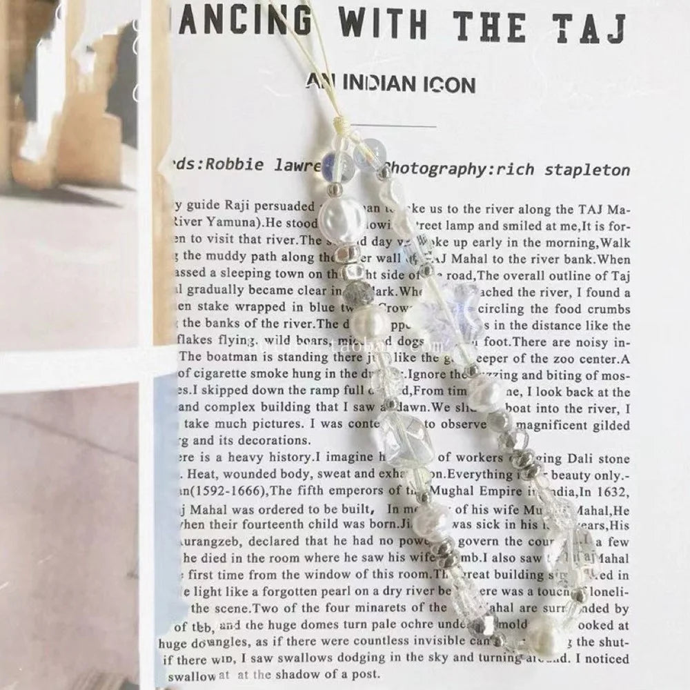 PVC Beaded Camera Wrist Strap Phone Charms Strap 25cm Pearl Bracelet Aesthetic Phone Chain - 2