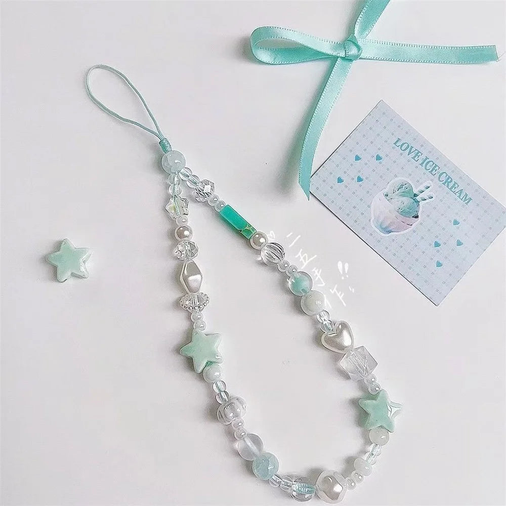 Star Beaded Phone Charm 25cm PVC Beaded Strap Phone Lanyard Wrist Phone Chain - 3