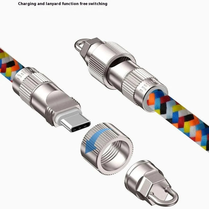 120cm 2 in 1 Phone Strap Type-C to Type-C 60W Rechargeable Phone Lanyard Charging Cable - 4