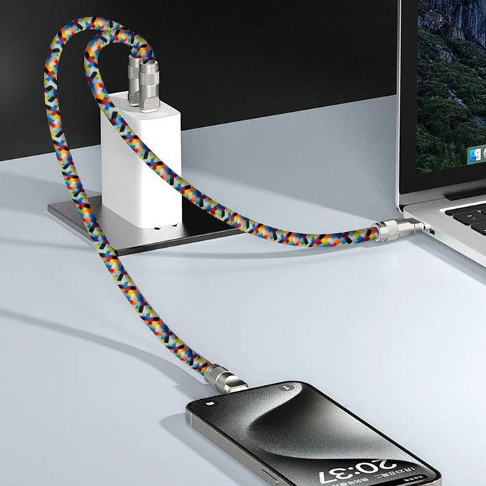 120cm 2 in 1 Phone Strap Type-C to Type-C 60W Rechargeable Phone Lanyard Charging Cable - 7