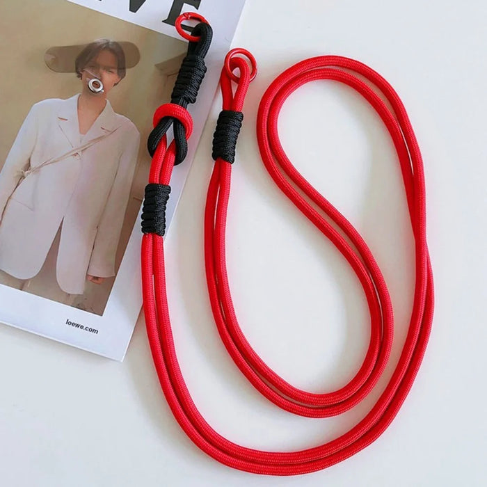 Cell Phone Lanyard Universal Crossbody Polyester Strap with Tether Tab, Total Length: 120cm - Red+Black - 2