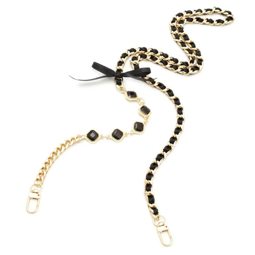 Crossbody Phone Lanyard Metal Phone Charm Cell Phone Chain Strap, Total Length: 120cm - Black - 1