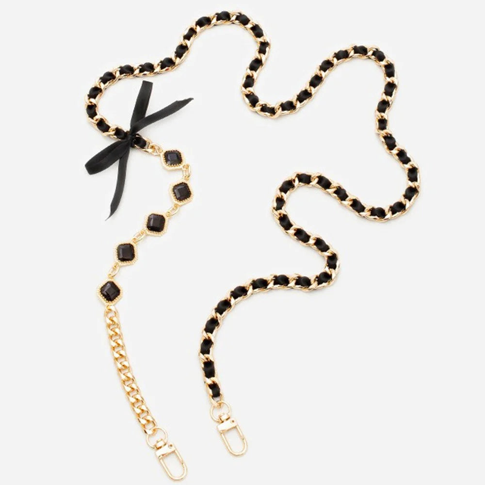Crossbody Phone Lanyard Metal Phone Charm Cell Phone Chain Strap, Total Length: 120cm - Black - 3