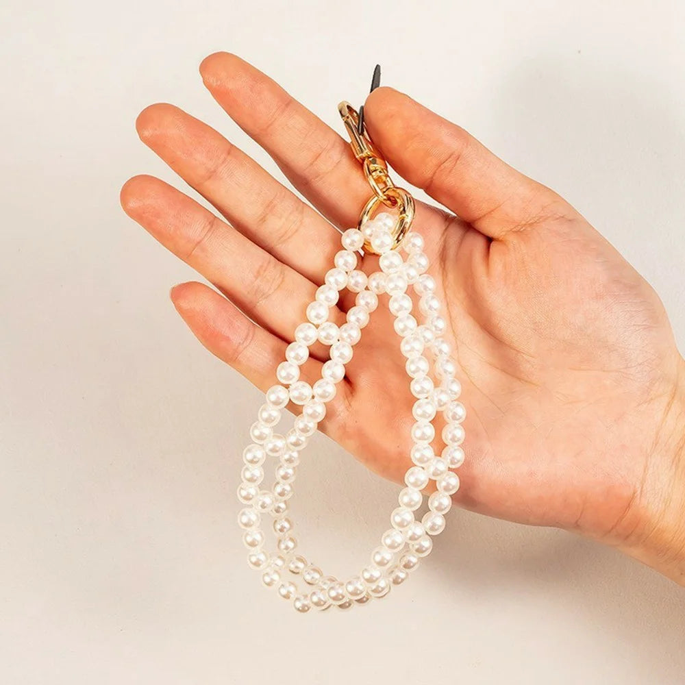 32cm ABS Pearls Phone Charm Strap Dual Buckles Lanyard Phone Jewelry Wristband - 2
