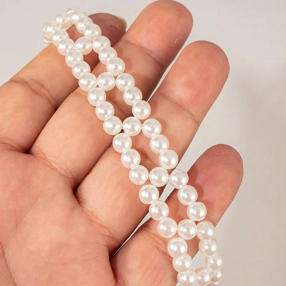 32cm ABS Pearls Phone Charm Strap Dual Buckles Lanyard Phone Jewelry Wristband - 3
