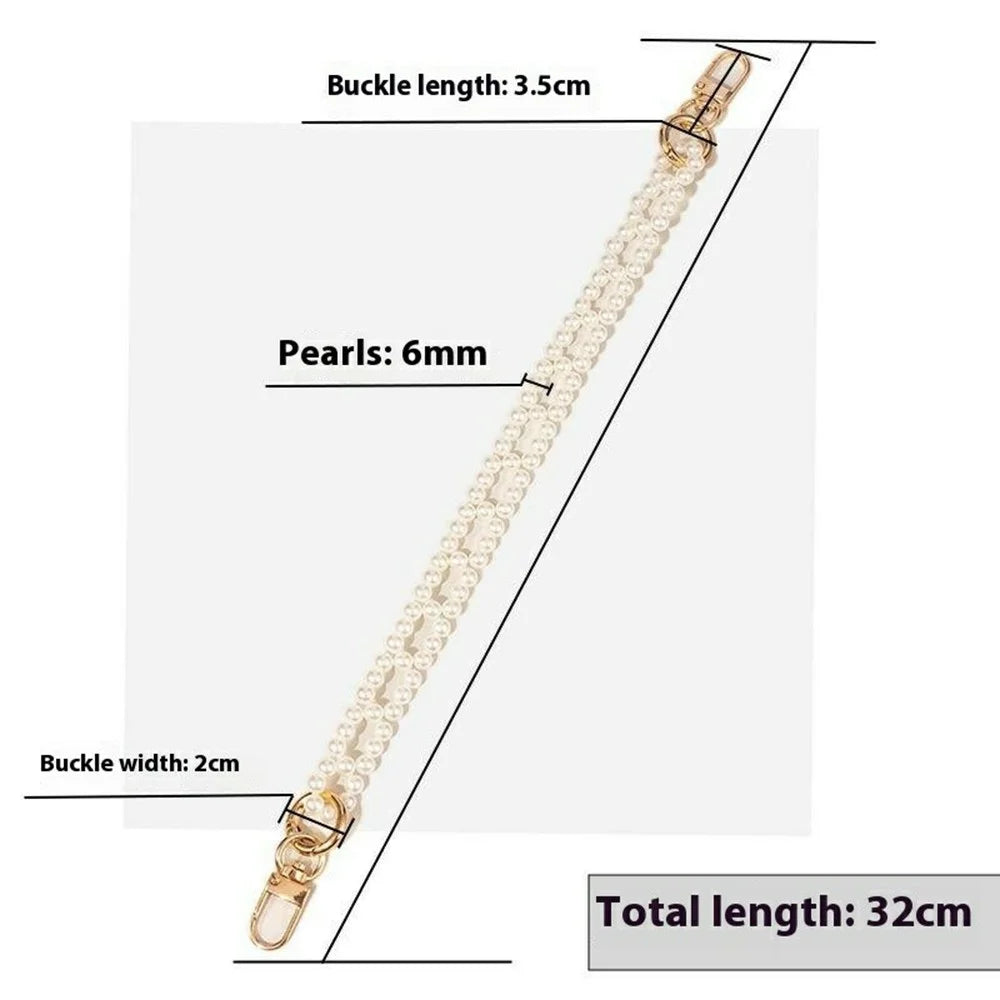 32cm ABS Pearls Phone Charm Strap Dual Buckles Lanyard Phone Jewelry Wristband - 4