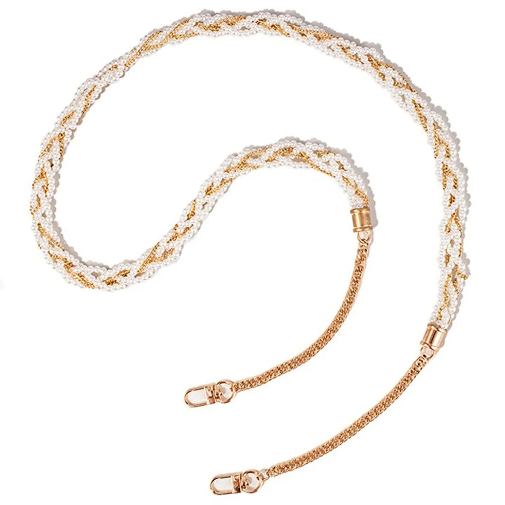Universal Pearl Mobile Phone Chain Lanyard Metal Crossbody Neck Phone Charm with Tether Tab, Total Length: 120cm - 1
