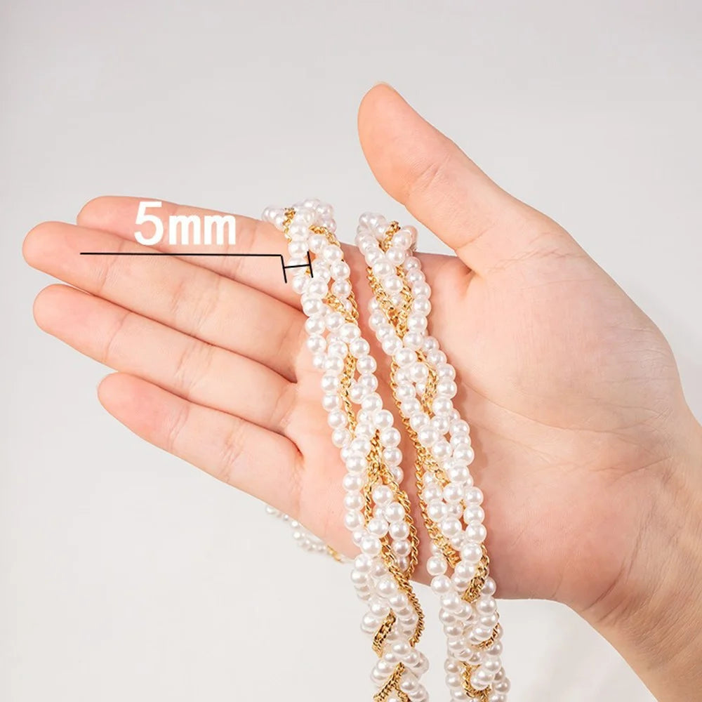 Universal Pearl Mobile Phone Chain Lanyard Metal Crossbody Neck Phone Charm with Tether Tab, Total Length: 120cm - 5