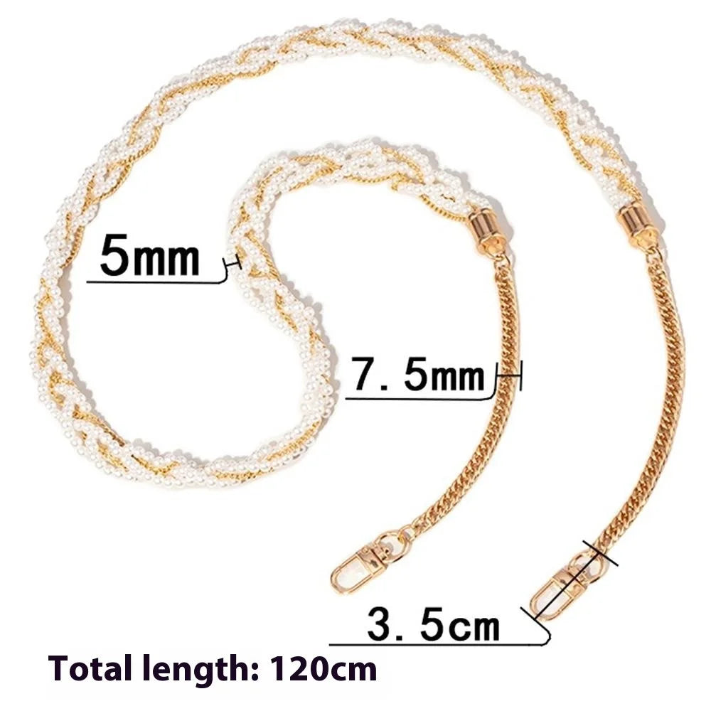 Universal Pearl Mobile Phone Chain Lanyard Metal Crossbody Neck Phone Charm with Tether Tab, Total Length: 120cm - 6