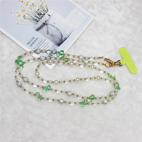 120cm Sparkling Diamond Beads Phone Strap Crossbody Chain - Green - 1