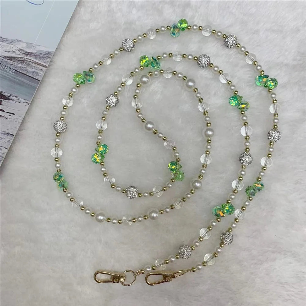 120cm Sparkling Diamond Beads Phone Strap Crossbody Chain - Green - 3