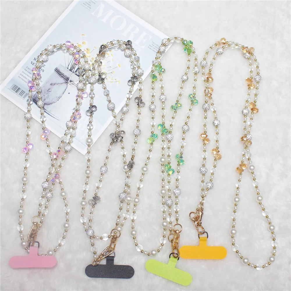 120cm Sparkling Diamond Beads Phone Strap Crossbody Chain - Green - 4