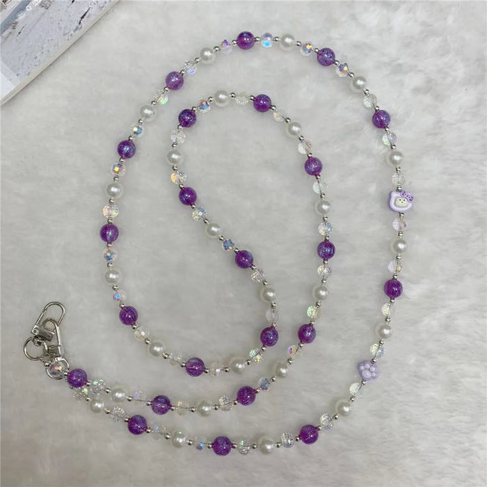 120cm KT Beads Phone Strap Crossbody Chain Phone Lanyard - Purple - 3