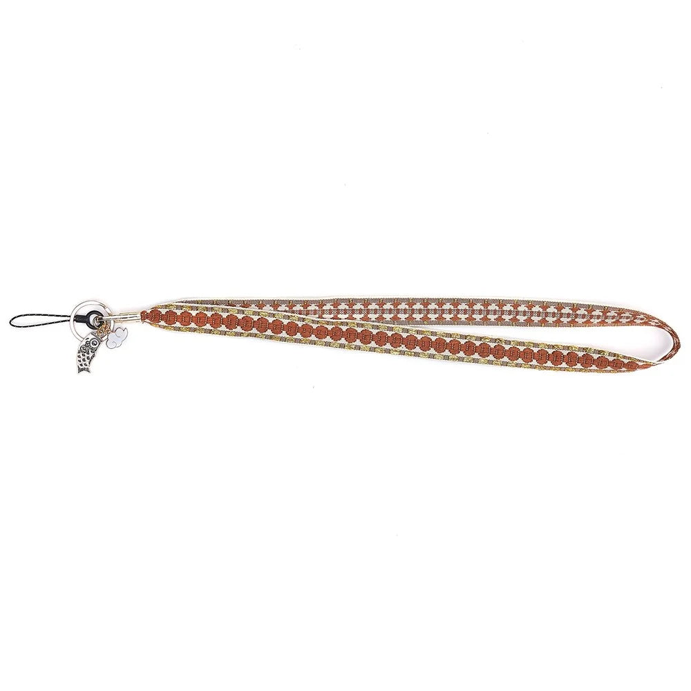 80cm Phone Lanyard Hanging Neck Fish Pendant Anti-lost Hand Wrist Strap Shoulder Neck Strap for Mobile Phone Shell - Brown - 1