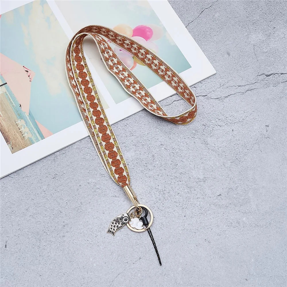 80cm Phone Lanyard Hanging Neck Fish Pendant Anti-lost Hand Wrist Strap Shoulder Neck Strap for Mobile Phone Shell - Brown - 2