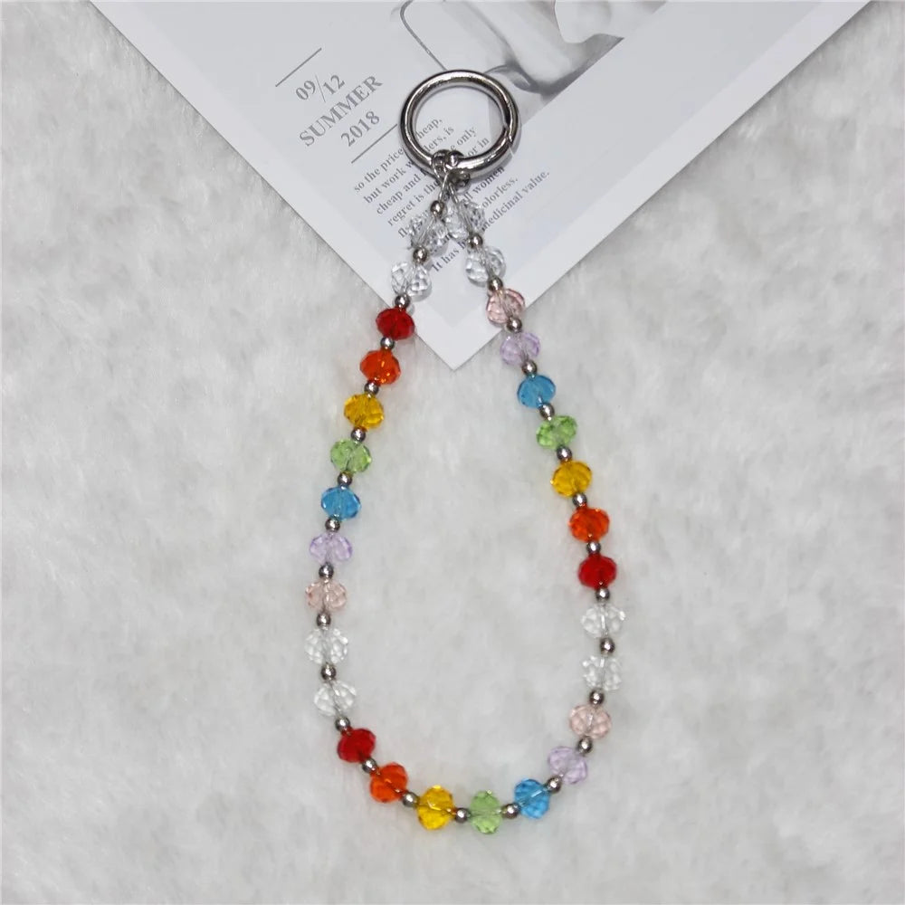 Cell Phone Lanyard 26cm Colored Beads Phone Chain Wrist Strap - Without Bow - 1