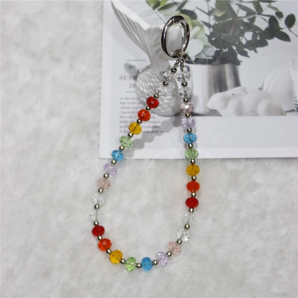 Cell Phone Lanyard 26cm Colored Beads Phone Chain Wrist Strap - Without Bow - 2