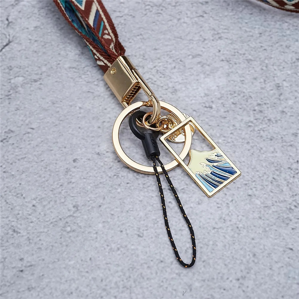 Ethnic Style Phone Strap ID Lanyard Cell Phone Anti-lost Neck Hanging Rope Wrist Chains Camera Lanyard - Dark Brown - 3