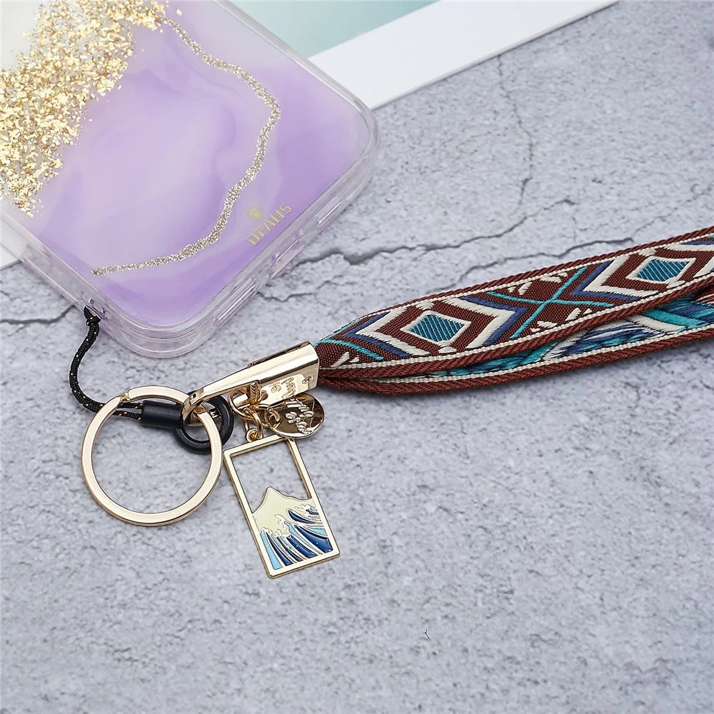 Ethnic Style Phone Strap ID Lanyard Cell Phone Anti-lost Neck Hanging Rope Wrist Chains Camera Lanyard - Dark Brown - 4