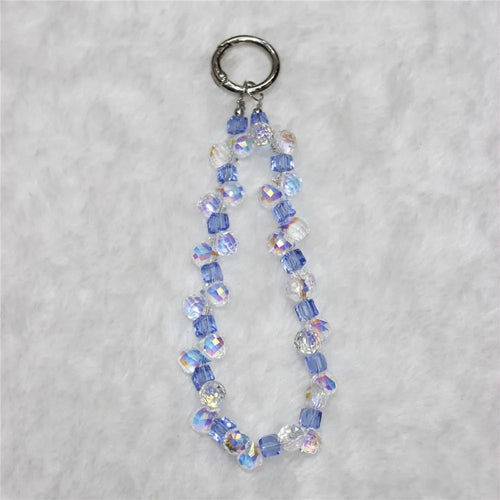 Cell Phone Lanyard 28cm Indirect Grape Beads Phone Chain Wrist Strap - Blue - 1